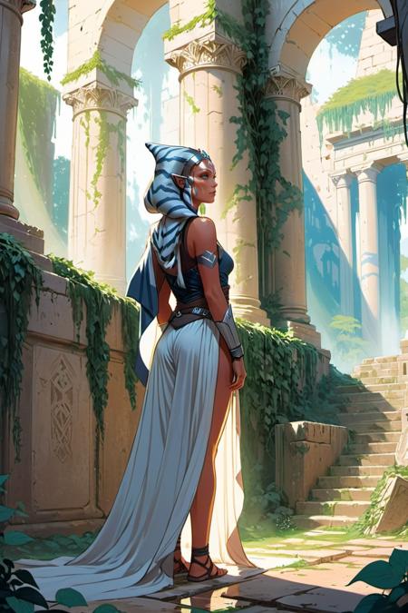 00003-1211516435-concept art ahsoka tano at ancient ruins draped in ivy and bathed in a soft, filtered sunlight looking over shoulder, full body.png